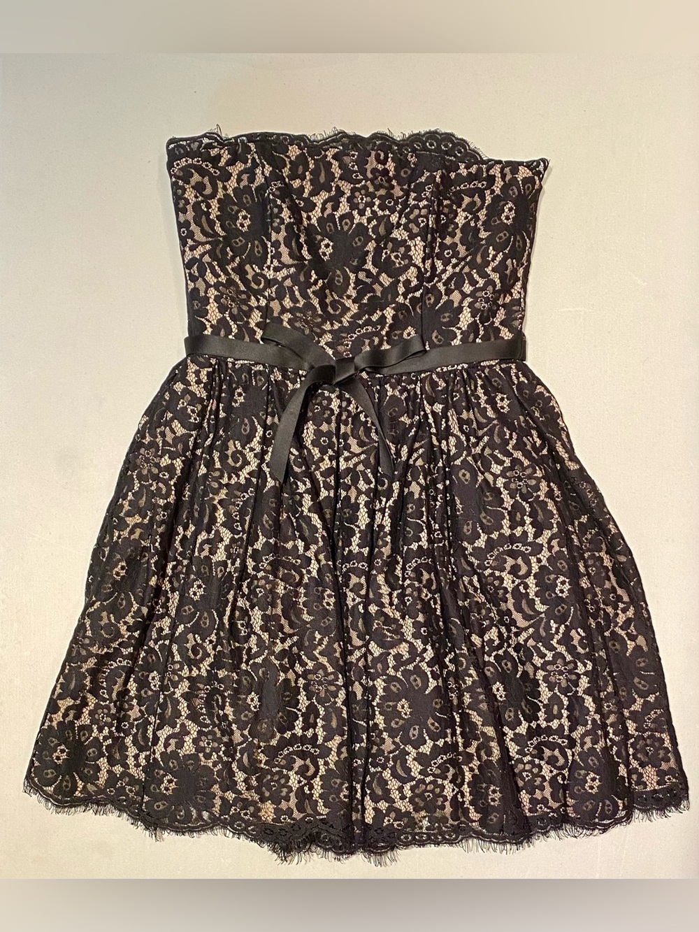Robert Rodriguez Black Lace and Nude Cocktail Dress